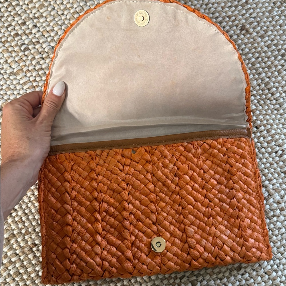 Elegant Orange Woven Clutch